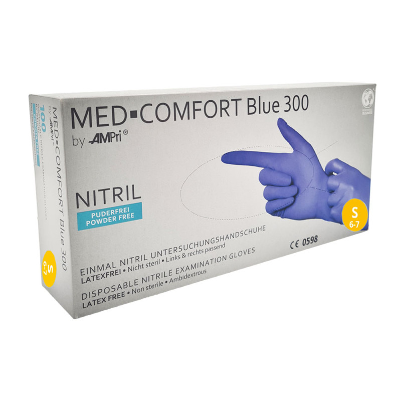 Rękawiczki nitrylowe S niebieskie Ampri Blue 300 100sztuk