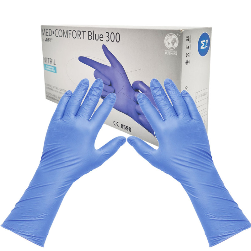 Rękawiczki nitrylowe M niebieskie Ampri Blue 300 100sztuk