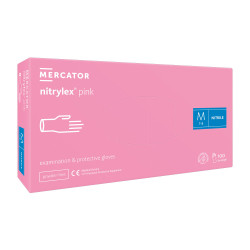 Rękawiczki nitrylowe M r&oacute;żowe Mercator Nitrylex Pink 100sztuk