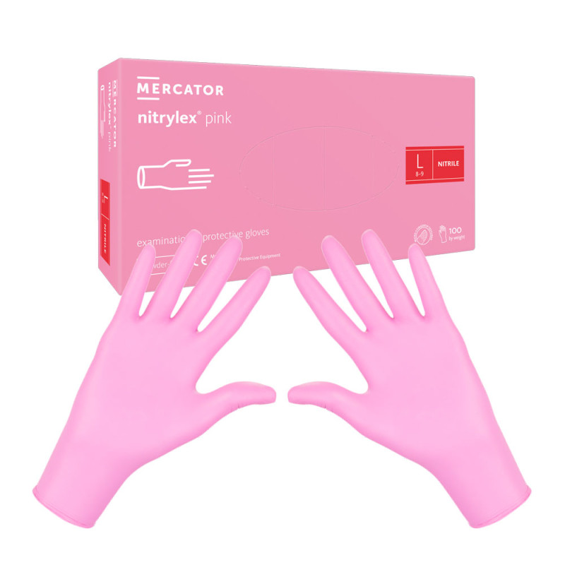 Rękawiczki nitrylowe L r&oacute;żowe Mercator Nitrylex Pink 100sztuk