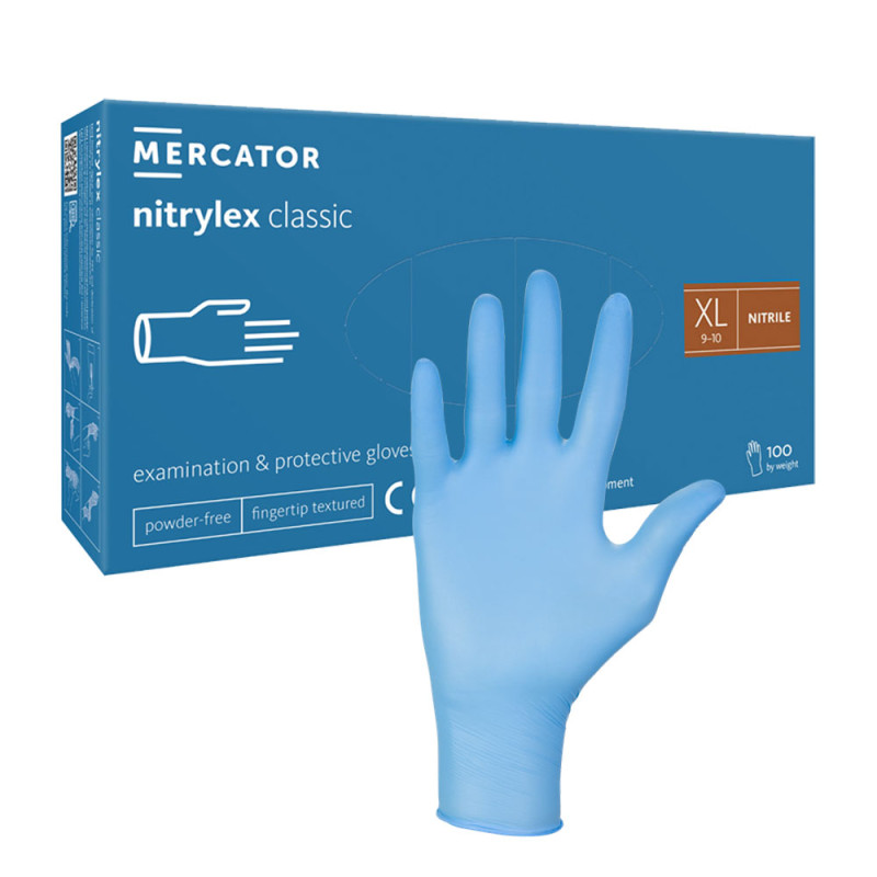 Rękawiczki nitrylowe XL niebieskie Mercator Nitrylex Classic 100sztuk